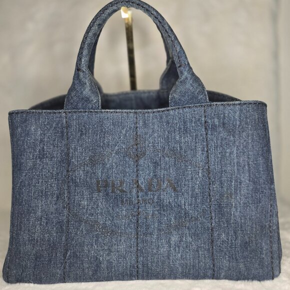 Prada Canapa Avio Denim Bag - Picture 1 of 16